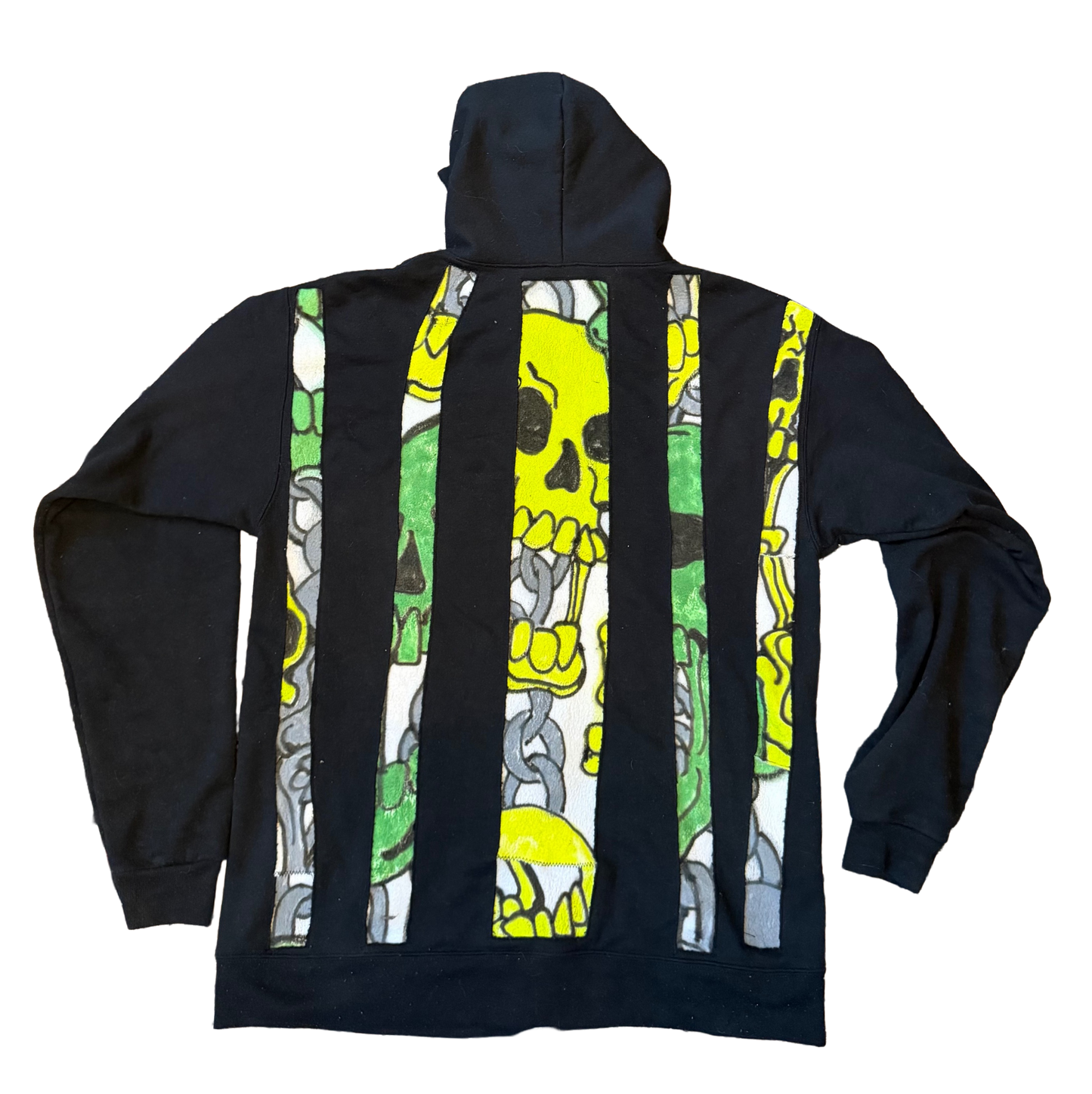 Striped Airbrush Skull Hoodie (medium)
