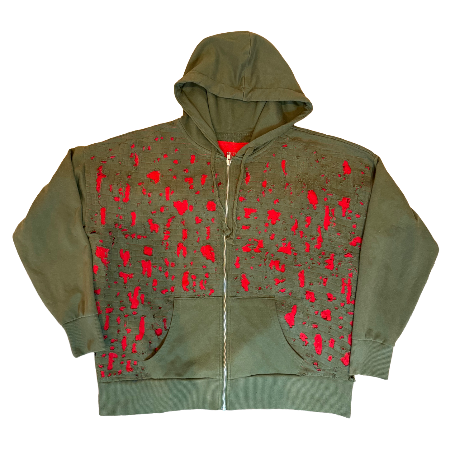 Red Thrashed Gridwork Hoodie (medium)