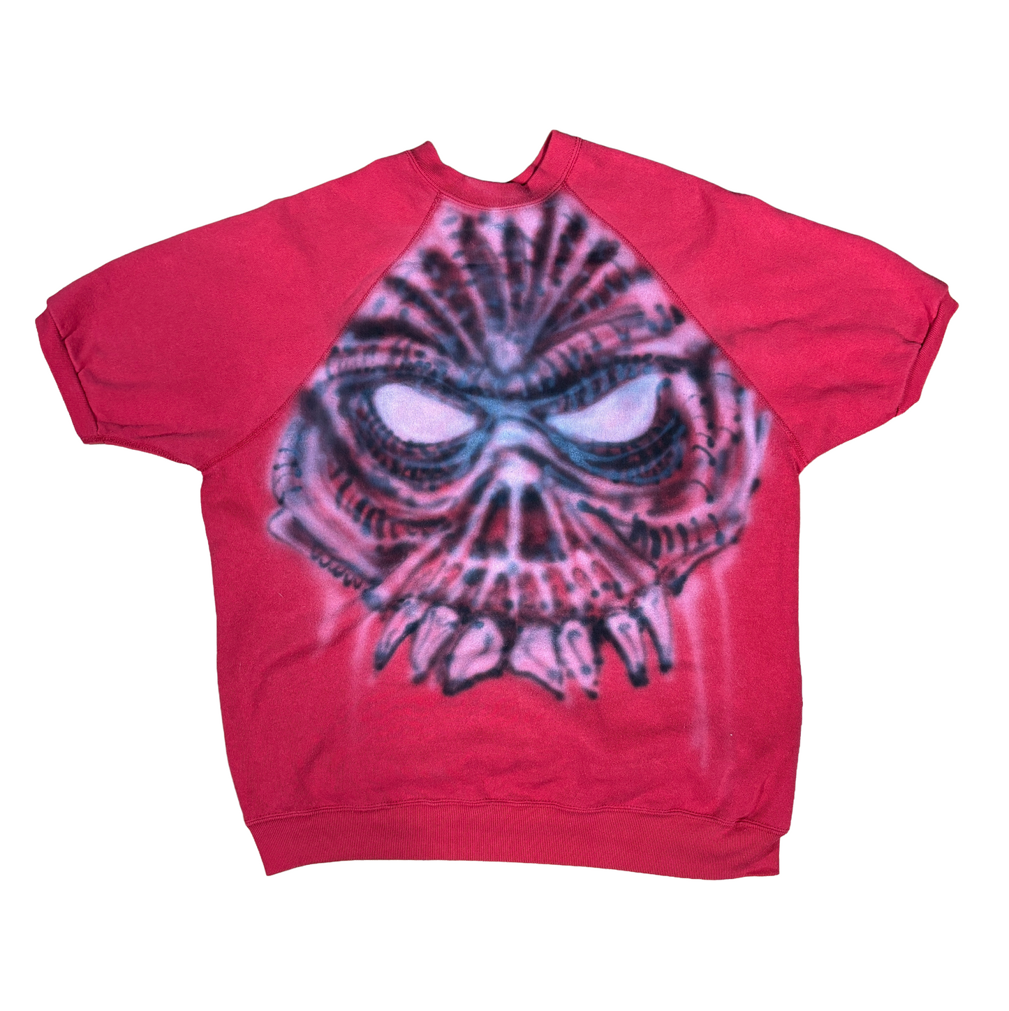 Skull Airbrush Short Sleeve Sweatshirt
