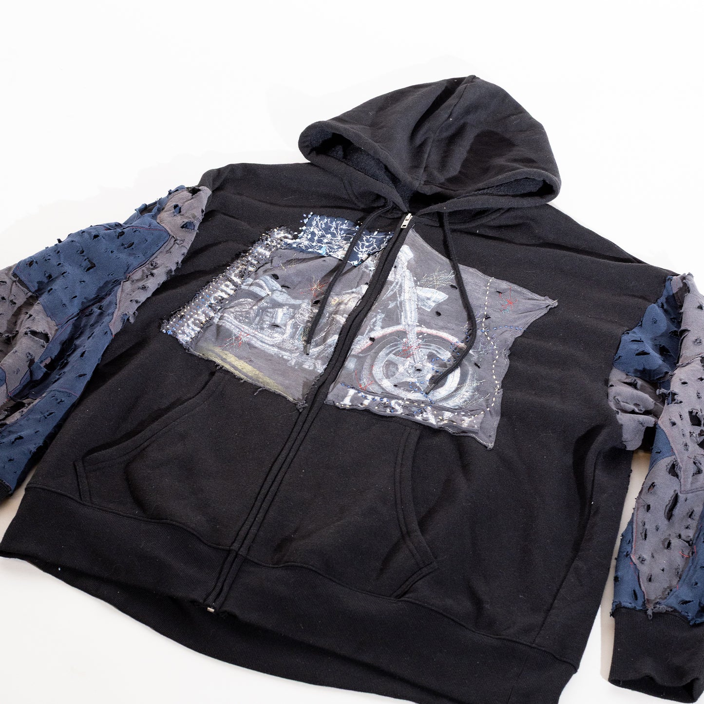 Thrashed biker Zip Up hoodie
